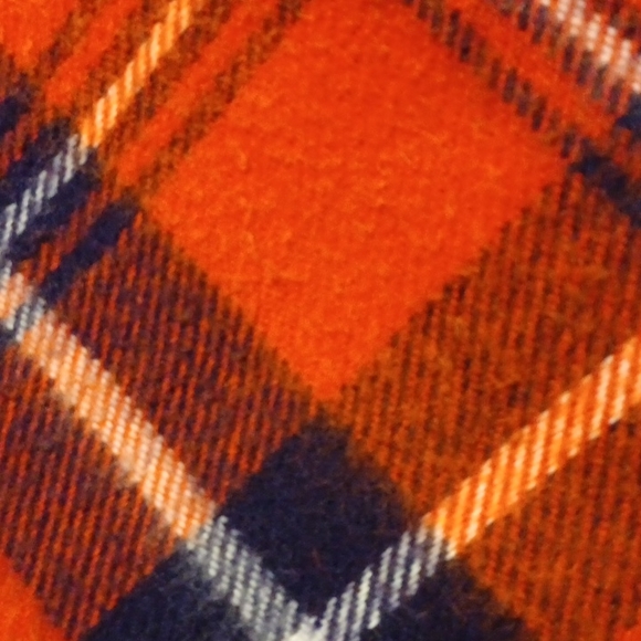 Faribo Made in U.S.A. Orange/Black/White Plaid 100% Arcrylic Throw Scarf Blanket - Picture 5 of 7